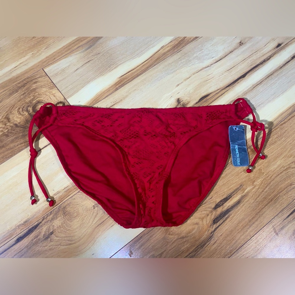 Kenneth Cole Reaction NWT  Red Side Tie-up Bikini Bottom Sz XL